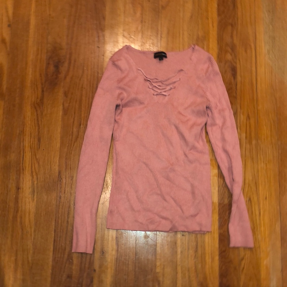 Pink Cage Front Knit Long Sleeve